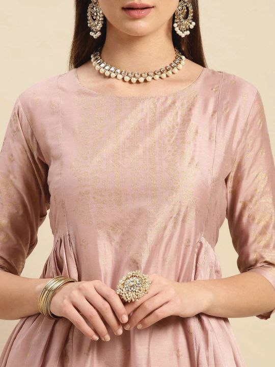 Kiva%20Printed%20Calf%20Length%20Partywear%20Kurtha%20for%20Women%20With%20Gathers%20At%20Side%20-%20Image%204