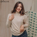 Trikaya Women Button Highneck - Camel. 