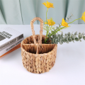 Flatware Organizer, Utensils Holder, Hand Woven Water Hyacinth Cutlery Holder for Countertop with Handle. 