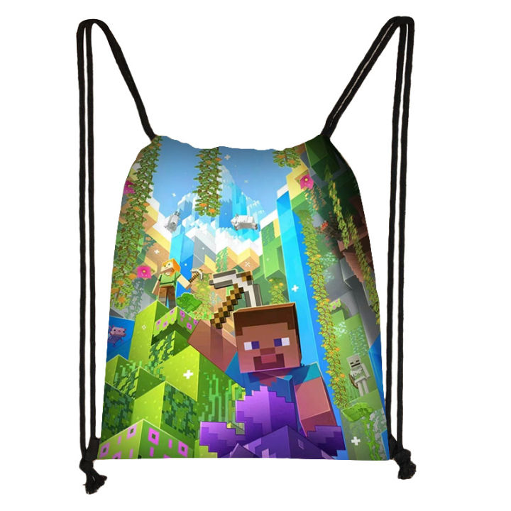 New%20minecraft%20drawstring%20drawstring%20pocket%20children's%20large%20capacity%20storage%20bag%20student%20outdoor%20leisure%20portable%20backpack%20-%20Image%202