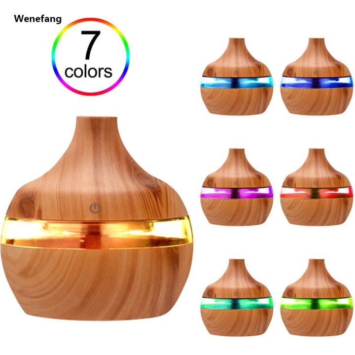 Wenefang Electric Humidifier Essential Aroma Oil Ultrasonic Wood Air Humidifier Mini Mist Maker with LED Light For Home
