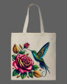 Rose Floral Graphic Printed Tote Bag– Eco-Friendly Cotton Shoulder Shopping Bag-White, Black. 