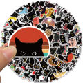 100pcs Cartoon Black Cat Stickers Scrapbook Phone Guitar Laptop Luggage Cool Waterproof Sticker Children Classic Sticker. 