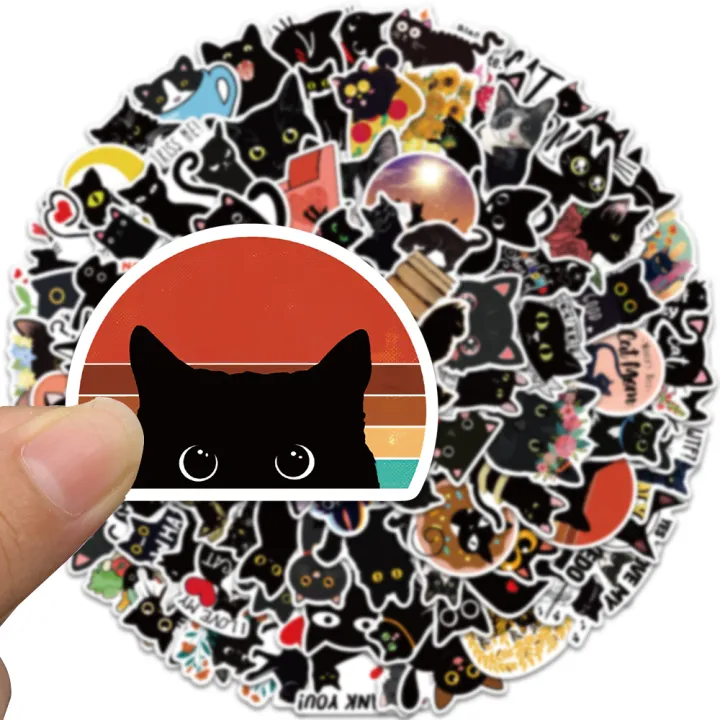 100pcs%20Cartoon%20Black%20Cat%20Stickers%20Scrapbook%20Phone%20Guitar%20Laptop%20Luggage%20Cool%20Waterproof%20Sticker%20Children%20Classic%20Sticker%20-%20Image%204
