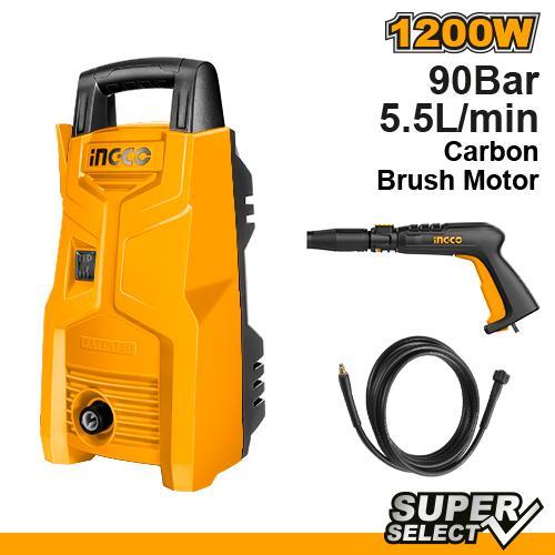 Ingco High Pressure Washer 1200w HPWR12008 | 1200W Carbon Brush Motor High Pressure Washer | High Pressure Washer