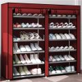 Double Layer Shoe Rack 2 x 6 Layer Shoe Rack  Foldable Shoe Rack Dustproof With Cover - Multicolor. 