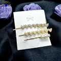 Stones & Simulated Pearl Set Hair Clip by Jewels of Nepal- Set of 3. 