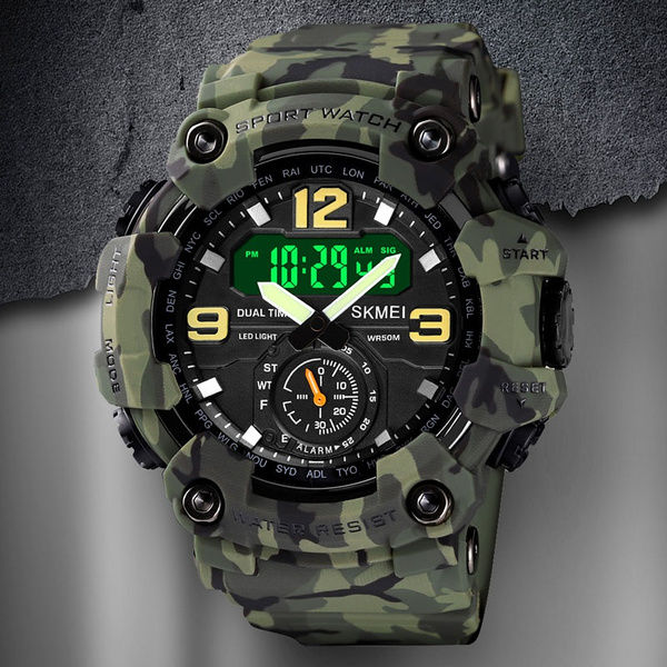 Skmei%201637%20Men%20Digital%20Analog%20Dual%20Display%20Alarm%20Waterproof%203%20Time%20Sport%20Wristwatch%20-%20Camouflage%20green%20-%20Image%204