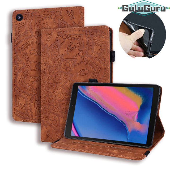 Samsung%20Galaxy%20Tab%20A%208.0%20&%20S%20Pen%20(2019)%20P200%20P205%20Leather%20Case,%203D%20Relief%20Calf%20Style%20Folio%20Stand%20Magnetic%20Smart%20Cover%20with%20Card%20Slot%20Pencil%20Holder%20-%20Image%203