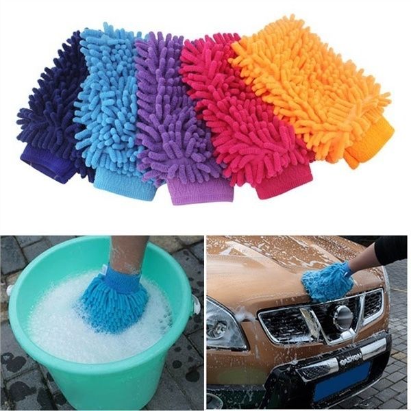 Pack of 2 (1 Pair) Waterproof Free Size Microfiber Hand Gloves, Car Washing Gloves(Multi Color)