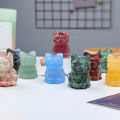 Smooth No Burrs Sitting Posture Lucky Cat Figure Chinese Lucky Cat Statue Faux Crystal Ornament Home Decor. 