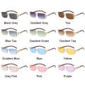 Vintage Wood Diamonds Punk Sunglasses Rhinestone Frameless Women's Rimless Sun Glasses Rectangle Square Eyewear for Beach Travel Streetwear. 