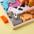 [16.6 x 16.6 cm] 12 Pieces 3D WOODEN Shapes Stacking Square Puzzle, Early Learning & Education Cognition Toys Jigsaw Montessori Puzzles for Kids in Various Designs MINICO MI-044. 