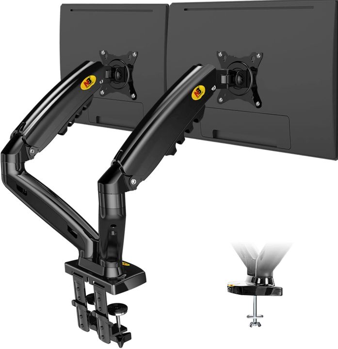 Dual%20Monitor%20ARM%20Desk%20Mount%20NB%20F160%20Full%20Motion%20Swivel%20Computer%20Monitor%20Arm%20For%20Two%20Screens%2017-27%20Inch%20360%20Degree%20Motion%20Heavy%20Duty%20Black%20-%20Image%204