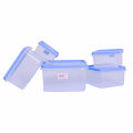 Bagmati Set Of 5 Square Plastic Container | Multipurpose Transparent Plastic Container With Air Tight Lid - 5 Pcs. 