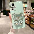 AnDyH Phone Case for Infinix Zero X Neo Zero X Pro X6810 X6811 X6811B Cute Quicksand Liquid Bear Bracket Anti Drop Camera Protection. 