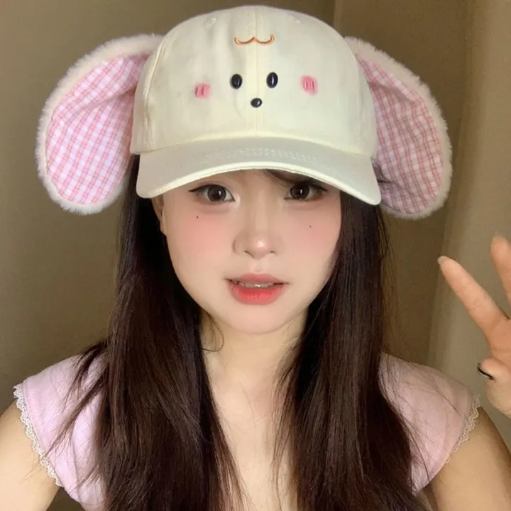 Trendy%20Cute%20Baseball%20Cap%20Plush%20Rabbit%20Ear%20Y2k%20Peaked%20Cap%20Versatile%20Plaid%20Sunscreen%20Hat%20Female%20-%20Image%206
