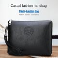 Large Capacity Male Clutch Bag Portable Soft Pu Leather Men's Handy Bag Durable Zipper Toiletry Bag Outdoor. 