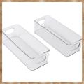 Kqueebee 2 Pcs Refrigerator Organizer Bins, Clear Stackable Plastic Food Storage Rack with Handles for Pantry, Kitchen. 