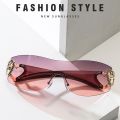 Gradient Rimless Sunglass Y2K Fashion One Piece Sun Glasses Heart Shaped  Shades Ladies. 