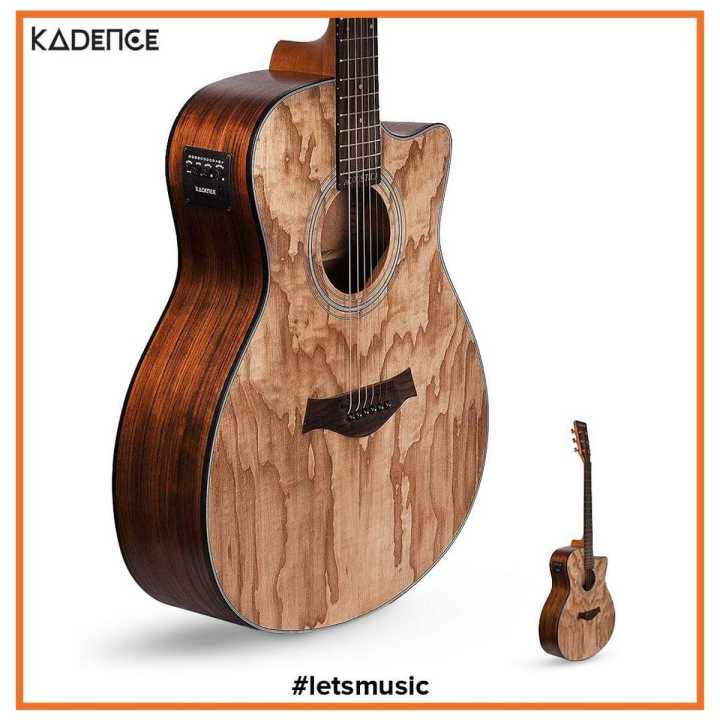 Kadence Acoustica Series A06 Ash Wood Semi Acoustic Guitar | Kadence 21 Fret Rosewood 6 Strings Acoustic Guitars | Comes With A Bag