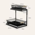Multifunctional Carbon steel Under Sink Organiser Upgraded 2 Tier Kitchen Organizer Black/White Sink Storage Shelf Bathroom. 