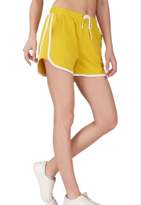 Girls%20Elastic%20Waist%20Contrast%20Binding%20Cotton%20Shorts%20For%20Women%20-%20Multicolor%20%7C%20Fashion%20Cotton%20Shorts%20For%20Women%20-%20Image%202