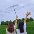 Portable Rain Umbrella Wind Resistant Simple Transparent Automatic Umbrella Wind Resistant Clear Folding Sun Umbrella Ladies. 