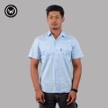 Wraon Sky Blue Half Sleeves Premium Cotton Box Shirt For Men - Fashion | Shirts For Men | Men's Wear | Shirts |. 