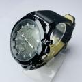 Round Black Dial Black Leather Belt Durable Quality Fashionable Wrist Watch For Men- Best Supplier. 