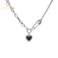 Enacolor  Girl New 2026 Black Heart Pin Pendant Necklace for Women  Girls  Party Accessories. 