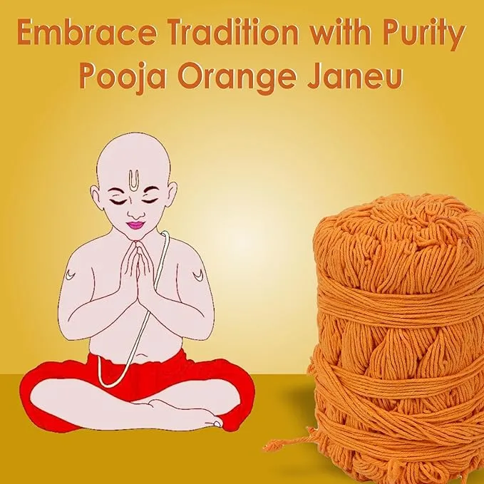 Janjam Thread FR-RASFS Pooja Orange Cotton Janeu | Sacred Thread for Puja Made of ...