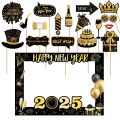Fashion Paper Photo Booth Props Black Gold Happy New Year Photo Frame Party Supplies Christmas Gift Xmas Photo Supplies New Year. 