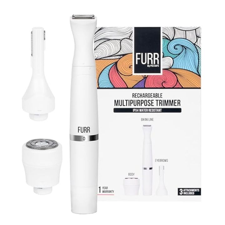 FURR Rechargeable Women’s Trimmer for Eyebrows, Bikini Line & Body Hair Removal | Waterproof Electric Razor | 45 Min Runtime