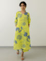 Fabdale White Floral Printed V-Neck Kurta Pant Co-ord Set | Wedding, Party & Festive Wear (RYEX009). 