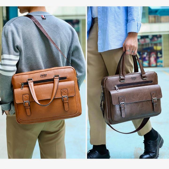 Jeep Buluo Pu Leather Briefcase Bag Laptop Bag Travel Handbags Business Shoulder Bag For Men | Bags For Men