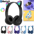 Sutuiying P47M Wireless Bluetooth Headset Gamer Cat LED Light Waterproof Noise Original Cancelling Earbuds Wireless Headphones Bluetooth Earphones. 