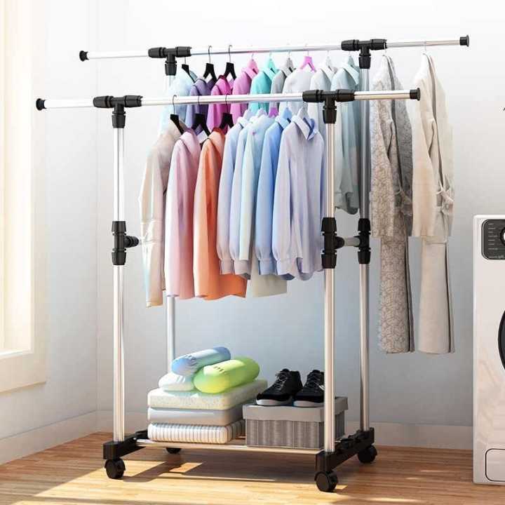 Adjustable Double Pole Telescopic Clothes Rack/Drying Rack/ Bedroom Hanger