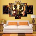 5 Panel Beautiful Ganesh Canvas Painting Posters. 