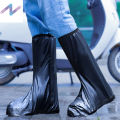 Men's black high top waterproof rain boot cover, motorcycle protective shoe cover with grip. 