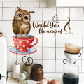 Creative Owl And Cup Wall Stickers Living Room Kitchen Decoration Mural Restaurant Beautify Home Decor Self-adhesive Wallpaper. 