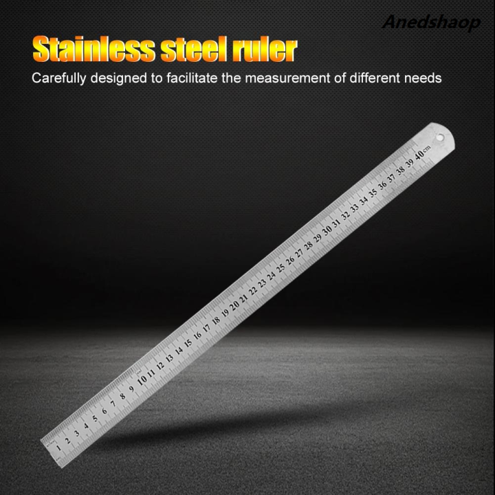Anedshaop Stainless Steel Double Side Straight Ruler Centimeter Inches ...