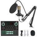 Combo set of  Sound Card & BM800 Condenser Microphone Set,plug and Play, with Adjustable Metal Digital Mixer. 