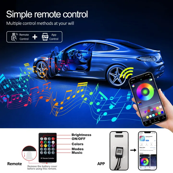 NEW%20%E3%80%90Innovative%20design%E3%80%91Led%20Car%20Interior%20Ambient%20Strip%20Lights%20Rgb%20Fiber%20Optic%20Atmosphere%20Neon%20Lighting%20Kit%20W/%20App%20Remote%20Control%20Auto%20Decorative%20Lamps%20-%20Image%207