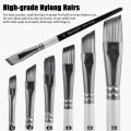 6 Pcs Acrylic Paint Brushes Wood Angular Paint Brushes Set Composed of Black + Silver 24*8*0.99cm Angled Paint Brushes For Oil. 