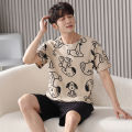 2023 Summer Pajamas Men's Teenager Sports Short-sleeved Loose Casual Home Plus Size Outfit for Men. 