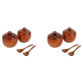 FORIDE 4Pcs Spice Jar Seasoning Can with Lid Spoon Wood Spice Storage Box Sugar Pot Salt Jars Kitchen Storage Jars. 