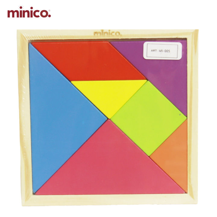 Minico Wooden Tangram Puzzle for Kids - Colorful Educational Brain ...