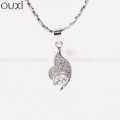 OUXI  Silver Crystal Studded Pendant  With Chain For Women-K30027-101000. 