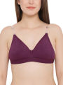 Clovia Full Coverage Bra with Detachable Transparent Back & Shoulder Straps In Purple. 